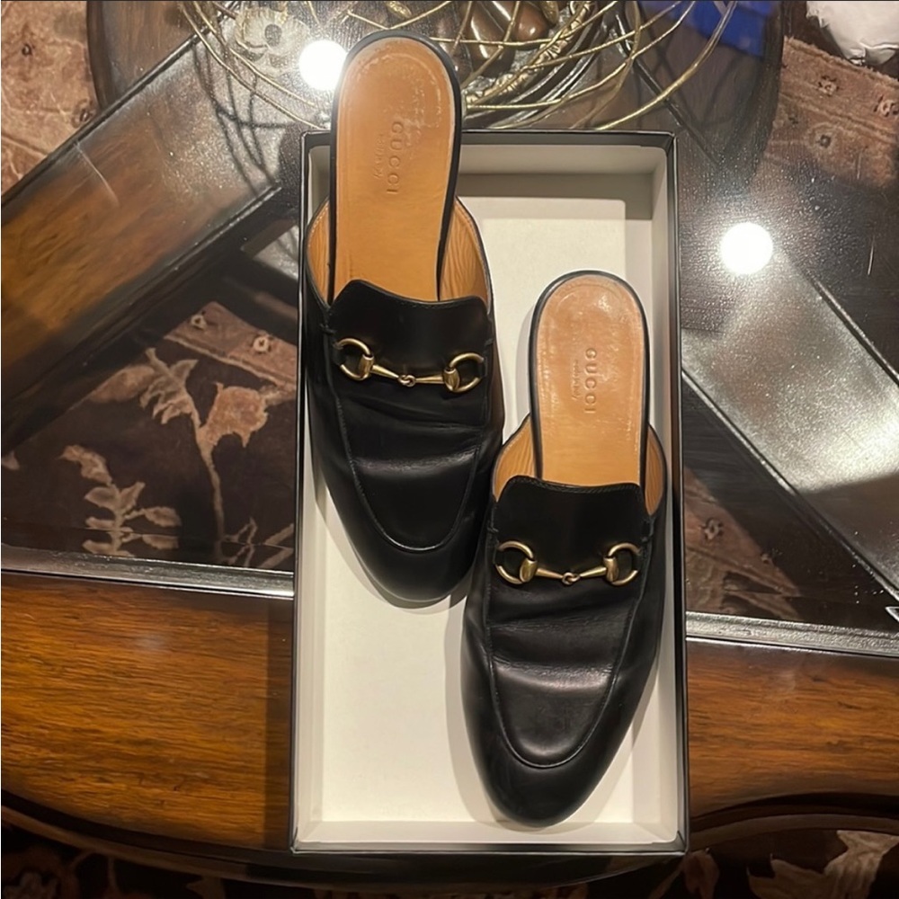Gucci black mules size 38 with box & dust bags